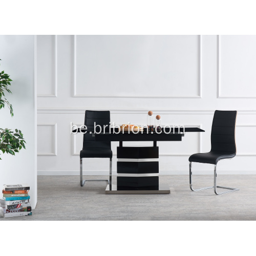 Элегантны раскошны бляск чорнага падаўжанага абедзеннага стала